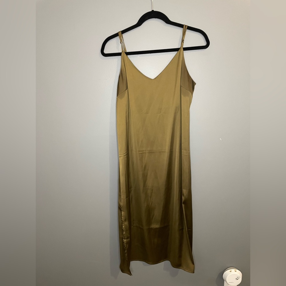 The Drop Spaghetti Strap MIDI Green Dress